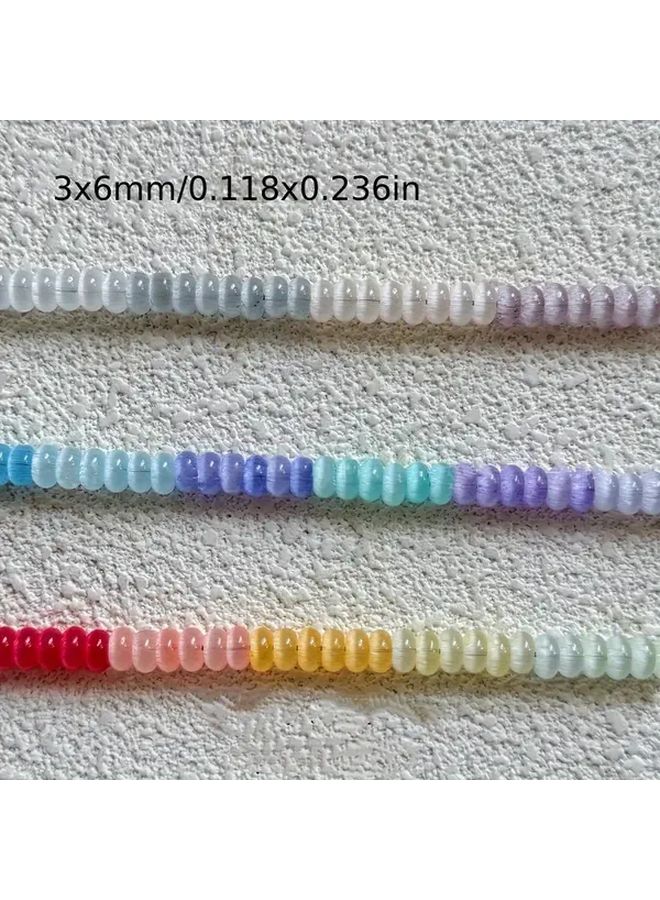 خرز عين القط الأزرق ١٢٠ قطعة ٣×٦ مم خرز زجاجي لإكسسوارات صنع المجوهرات DIY - Image 2